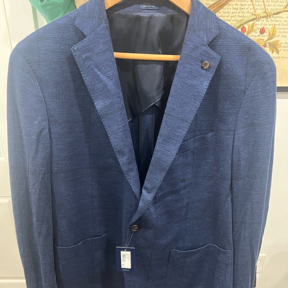 Peter Millar Crown Crafted Blazer 46R Navy Wool Silk Linen Sport Coat NWT